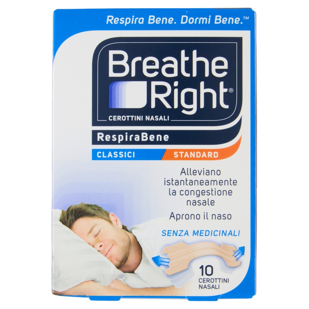 Breathe Right Cerottini Nasali RespiraBene Classici Standard 10 pz